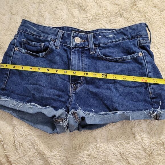 Express Denim Dark Wash Shortie Relaxed Low Rise Size 6 - Picture 7 of 9